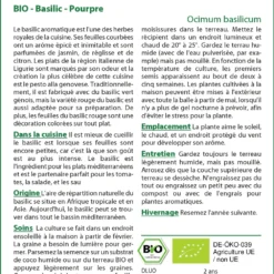 Kit De Culture - Bio - Basilic - Pourpre - 400 Graines - Ocimum Basilicum -Jardin Harmonie Soldes Boutique 640641778d8a61.41878619